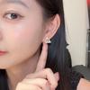 Exquisite Copper Zirconia Triangle Stud Earrings - Sparkling Geometric Design for Women