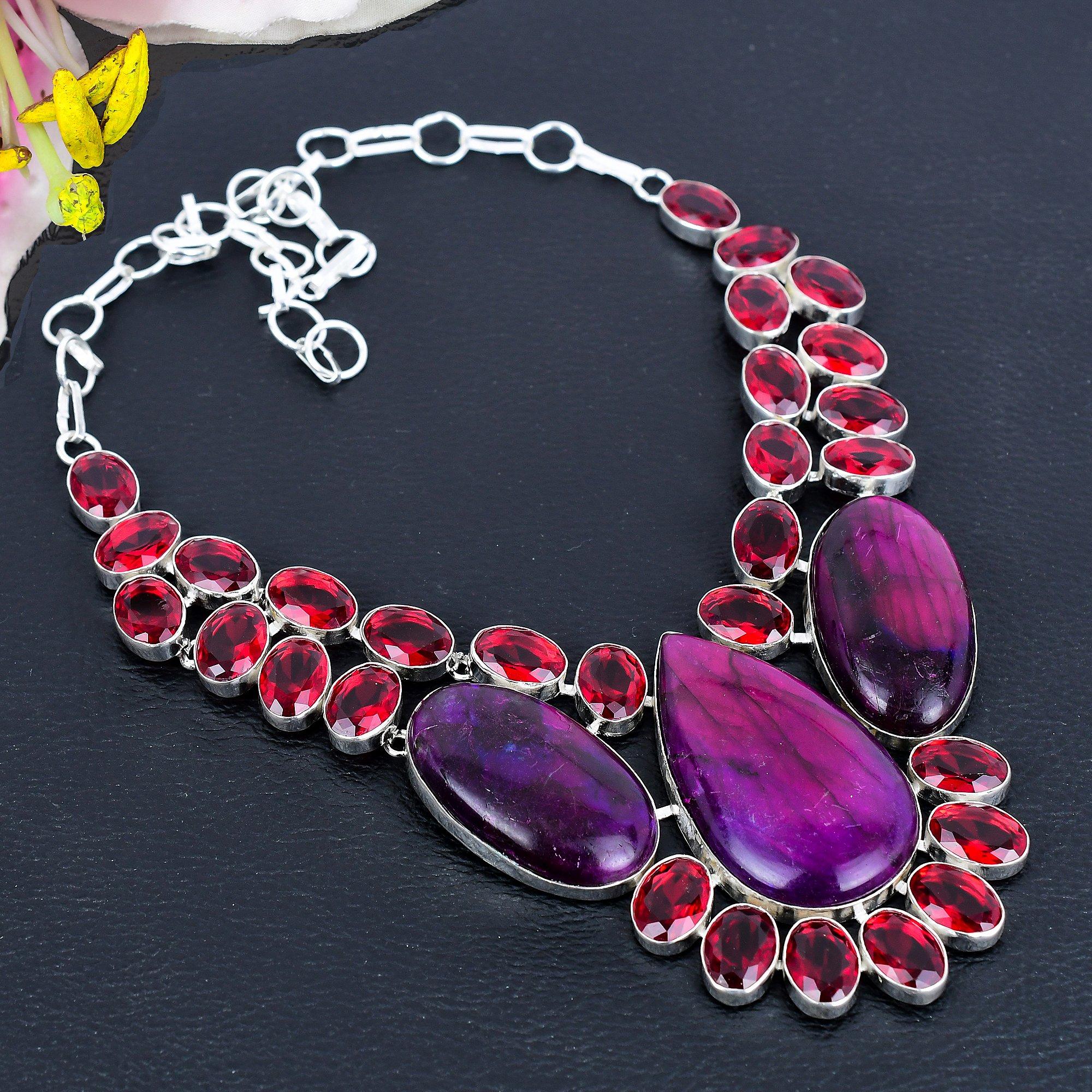 

Рожевий лабрадорит, гранат, срібло 925 проби, ювелірна прикраса, намисто 18 KG-1841