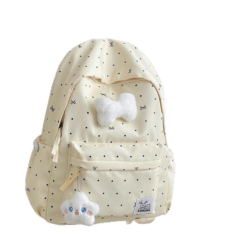 Schoolbag cute schoolbag small fresh bag girl heart polka dot bow backpack versatile high value flash student backpack