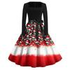 Women's Casual Christmas Print Square Neck Vintage Dress for Holiday Party and Everyday Wear