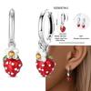 Original Earrings 925 Silver Fruit Series Cherry Strawberry Hoop Earrings Ear Studs Zircon Making Jewelry for Women Girl Party