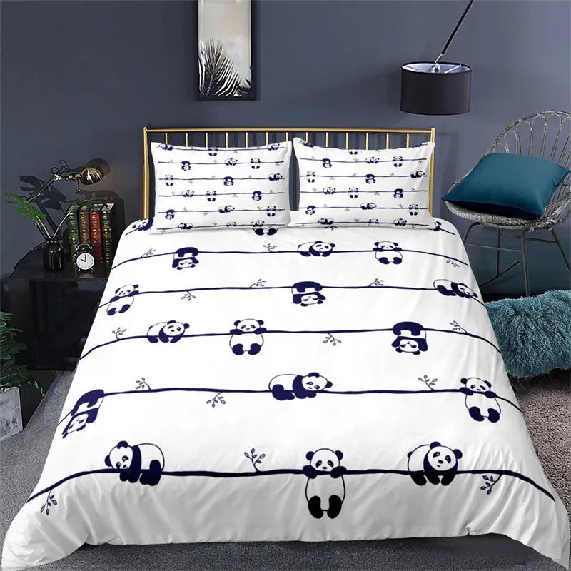 Cute Cartoon Panda Duvet Cover Twin Queen For Boys Girls Teen Soft Animal Theme Panda Bedding Set With Pillowcases Bedroom Decor