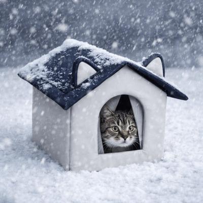 Warmes Outdoor-Katzenhaus Winddichte feuchtigkeitsbeständige Basis Streunerkatzen Unterschlupf Geschlossenes Design Wasserdichtes Winter-Katzennest