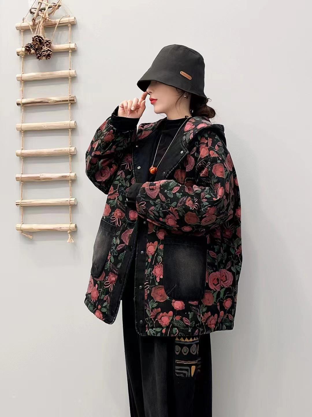 

Осень 2025 новая печатная толстовка с капюшоном женская универсальная ретро классическая линия не может устареть теплая на улице Average size