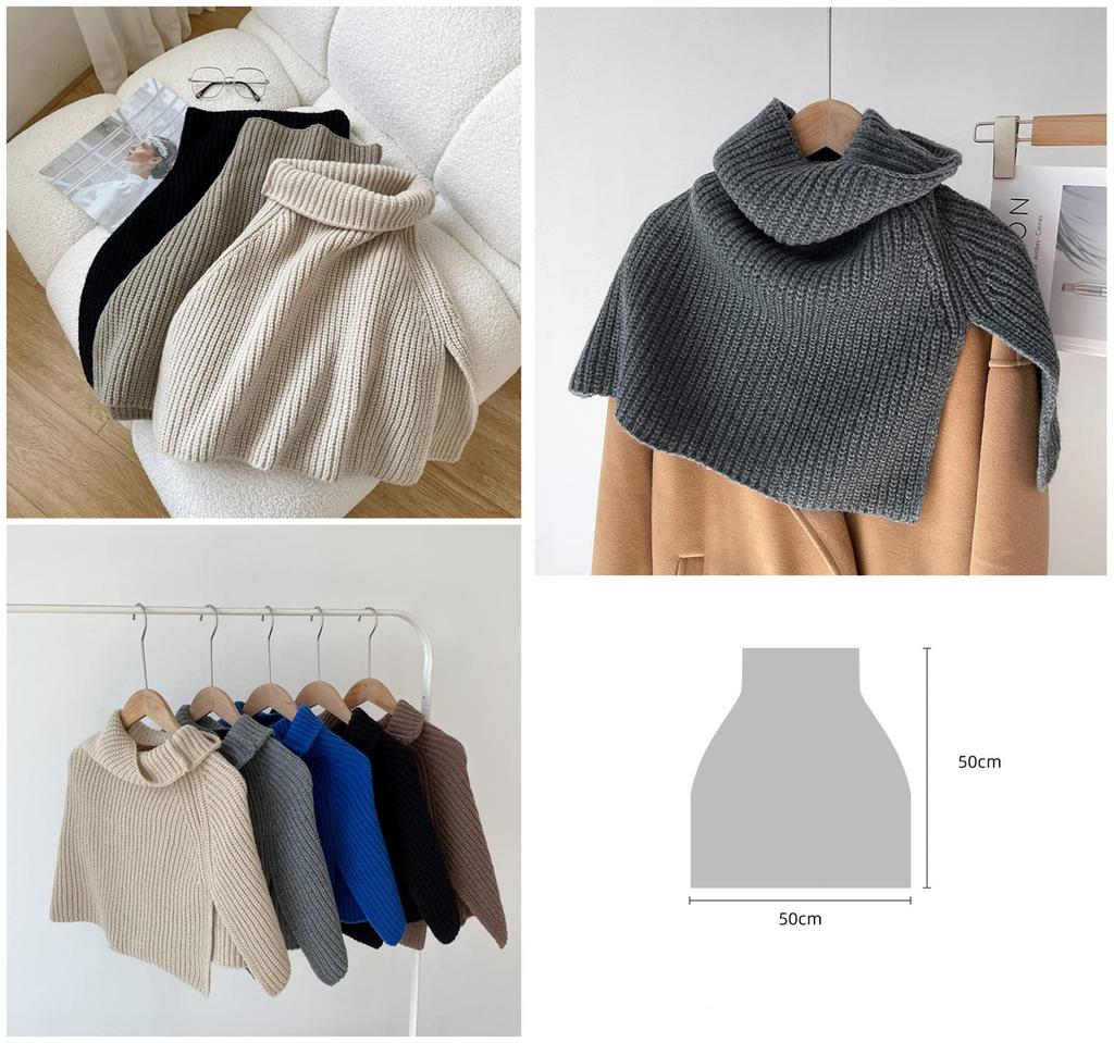 Gincci Ribbed Knit Scarf with High Neck and Detachable Trendy Detachable Cold Weather Stylish for Fall and Winter Women's Slit, Collar, Scarf, Snood,