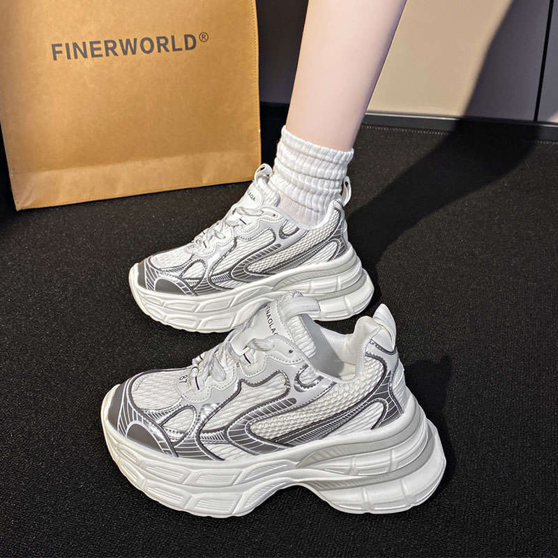 Dicksöhlige Bajia Daddy Schuhe Damen Herbst neue Farbkombination vielseitig Mesh atmungsaktiv weichsohlige lässige Sportschuhe