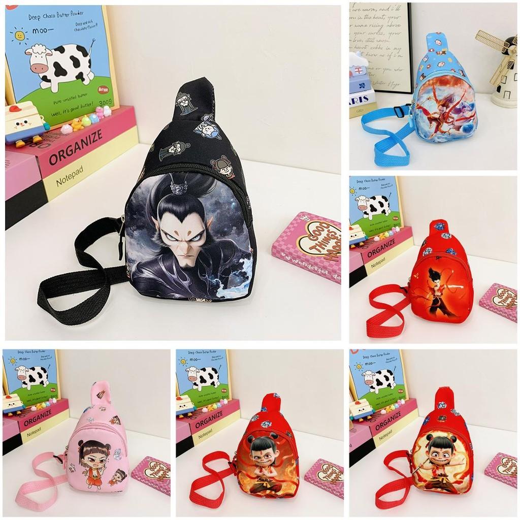 2 Ne Zha Cartoon Kids Small Crossbody Bag Durable Polyester Everyday Activities