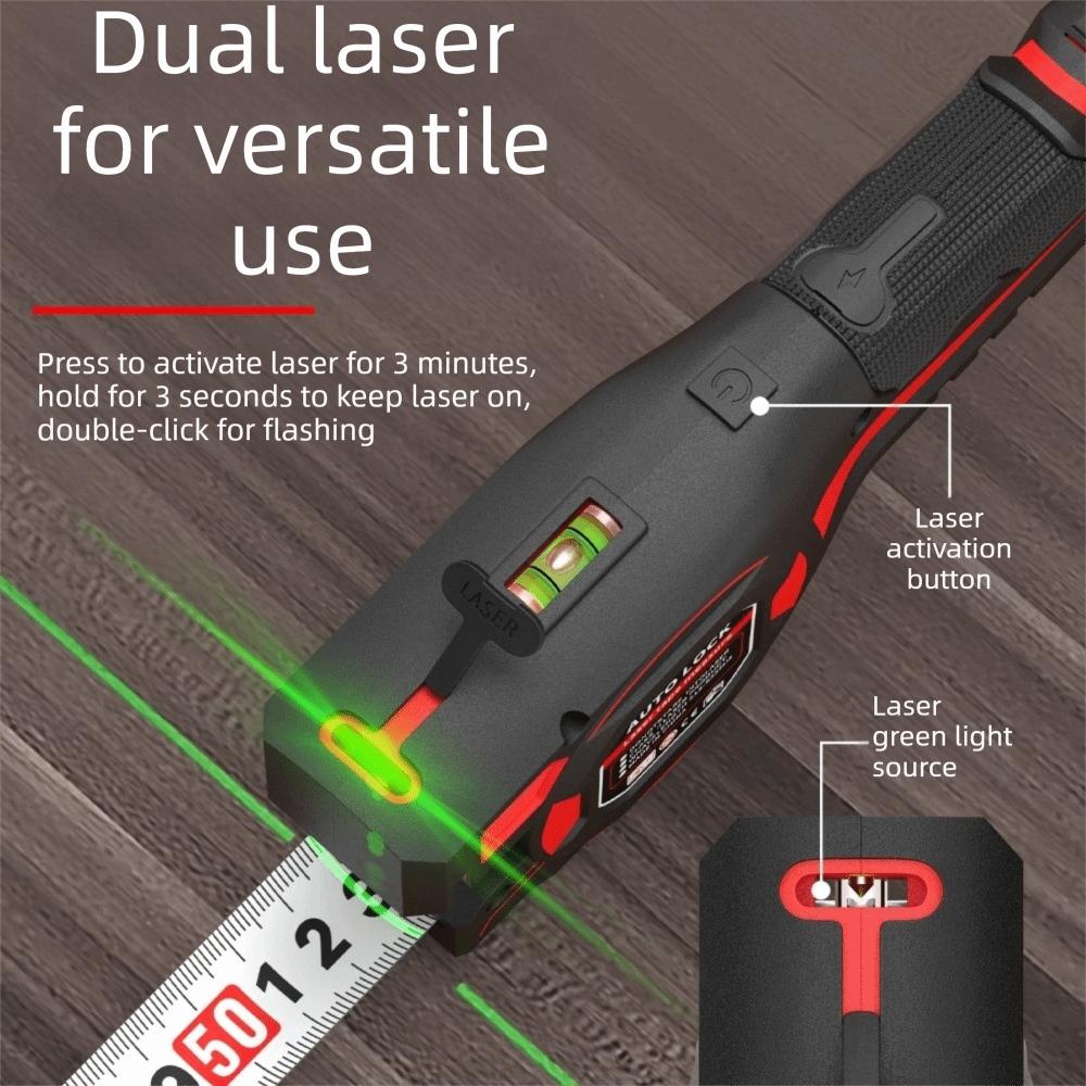 Retractable Digital Tape Measure 3-in-1 Laser Rangefinder Measuring Tool Laser Level  Construction