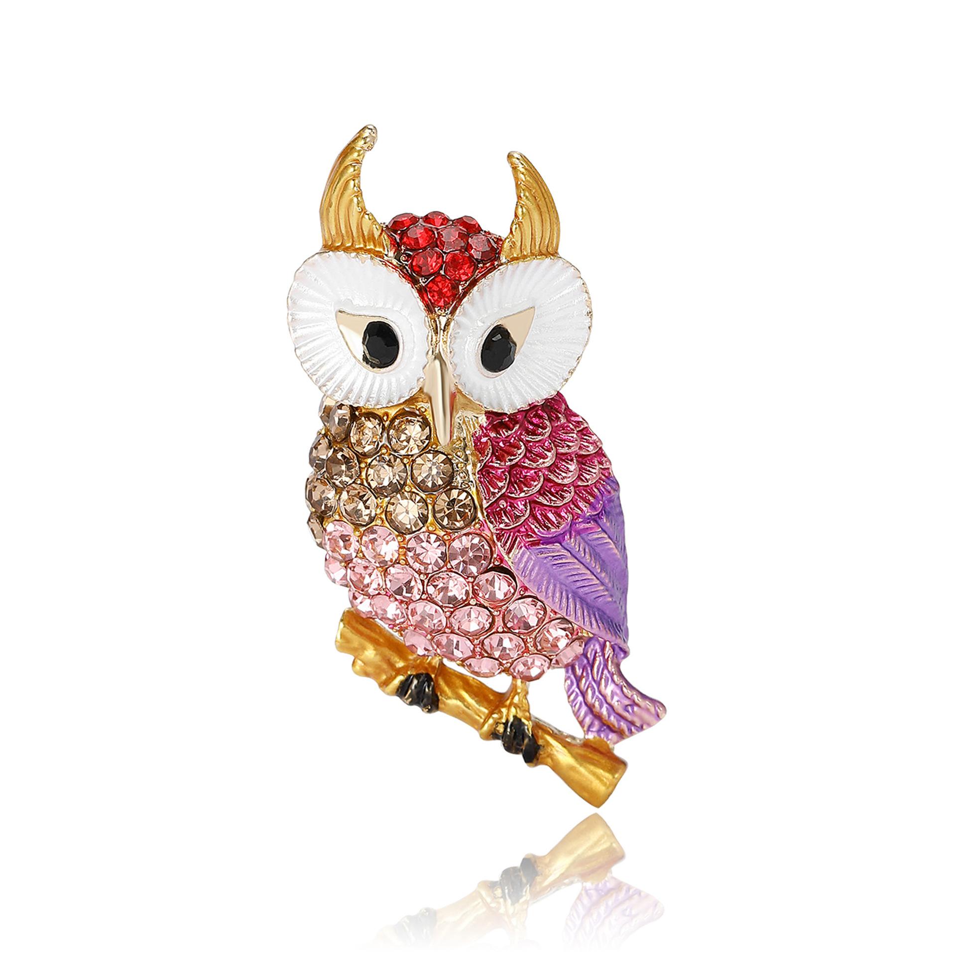 

Модная брошь в виде совы из сплава со стразами, креативные и изысканные мужские и женские костюмы, пальто, нагрудные цветочные аксессуары разноцветный