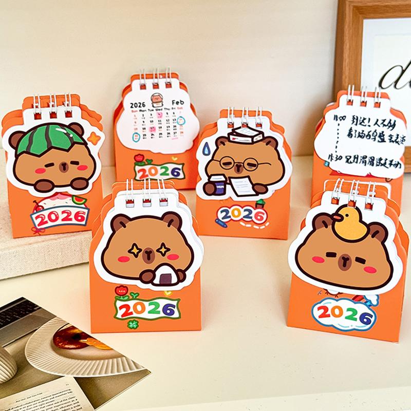2026 Mini Capybara Desk Calendar Pocket Portable Daily  Calendar Planner Desktop Decoration Office Stationery