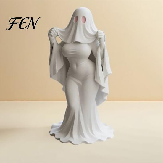 3D Printed Figurine Ghost Lady Ornament, Durable PLA Printing Halloween Figure, Smooth Surface Collectible Full of Mystery Collectible, for