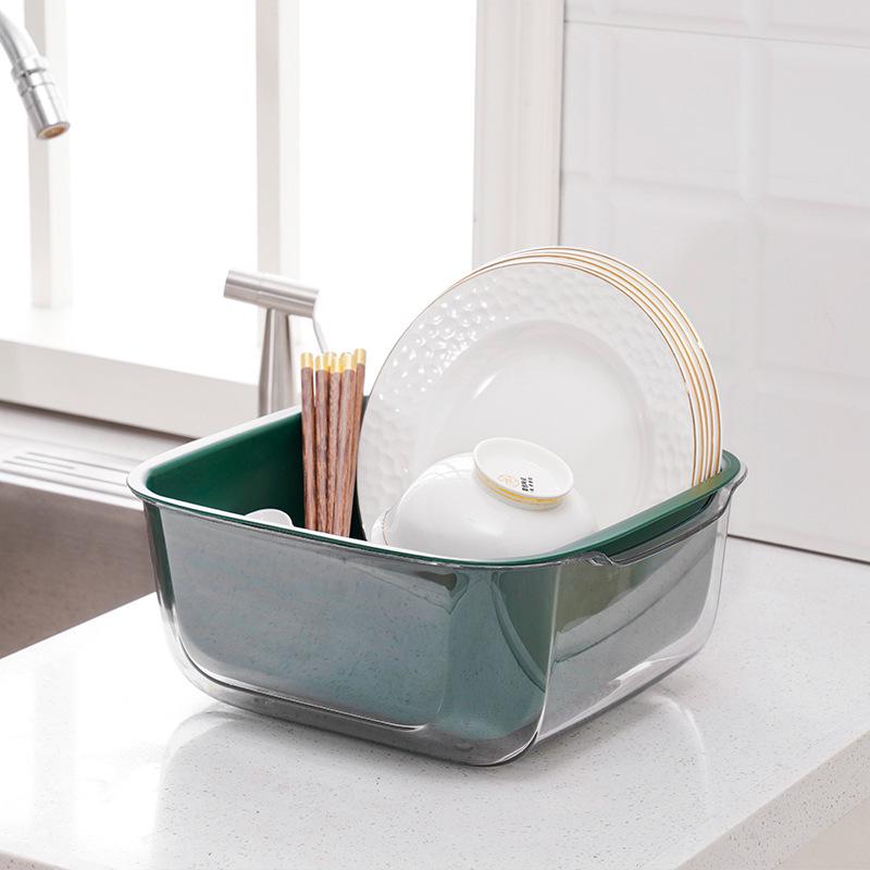 Double-Layer Drain Basket Set: 2-Piece Kitchen & Fruit Washing Basin