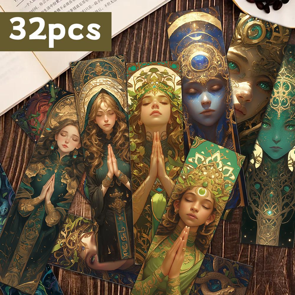 32pcs Mythology Series Bookmarks, Back to School Season, Christmas, Halloween, Teachers, Suitable for Readers and Birthday Gifts