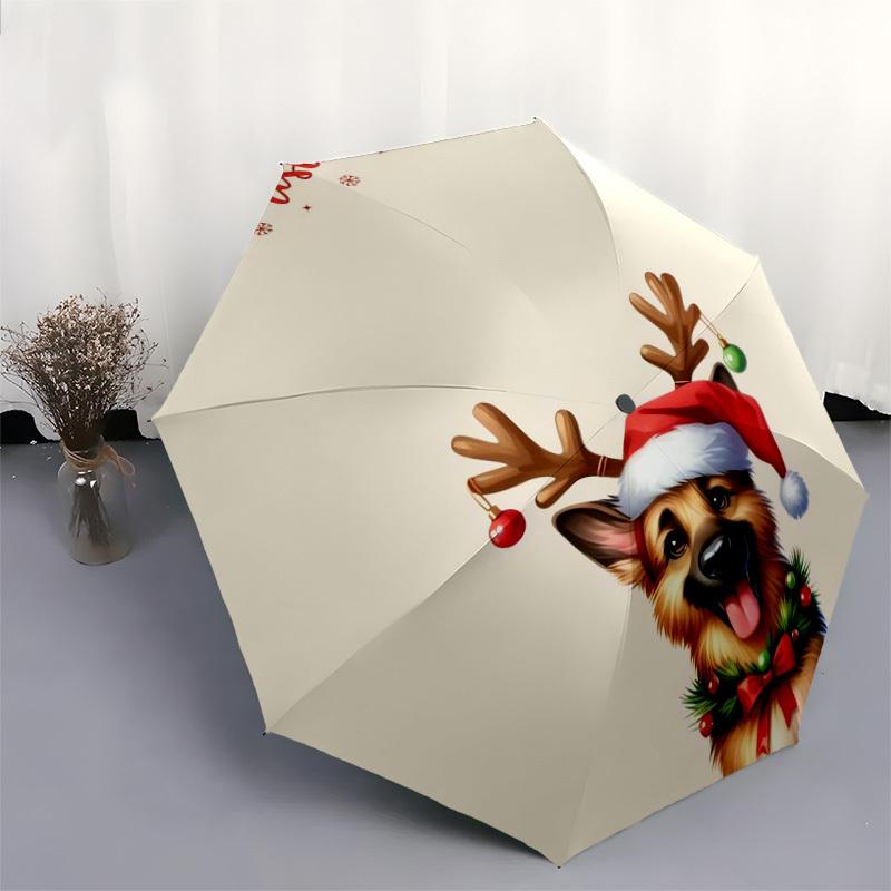 1pc Christmas Dog Decorations Umbrella with Plastic Handle,Suitable for All Seasons Home Travel Outdoor UmbrellaDD236