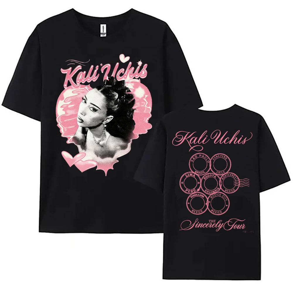 

Album Sincerely KALI UCHIS Singer Tshirts Summer Unisex Streetwear Short Sleeve Cotton O-neck T-shirt Fashion Casual Women Tees XS чёрный