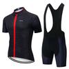 Unisex Cycling Jersey Set Short Sleeve Bib Shorts Breathable Moisture Wicking Bike Wear