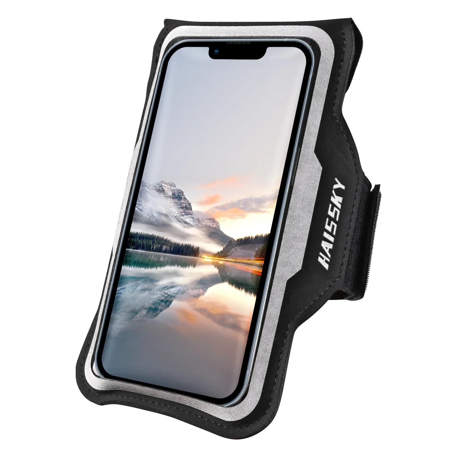 

HAISSKY Ultra-thin Running Bags Sport armband For iPhone 17 16 15 14 13 11 Pro Max17 Air 15 Plus Samsung S25 Ultra Xiaomi Arm Po чёрный