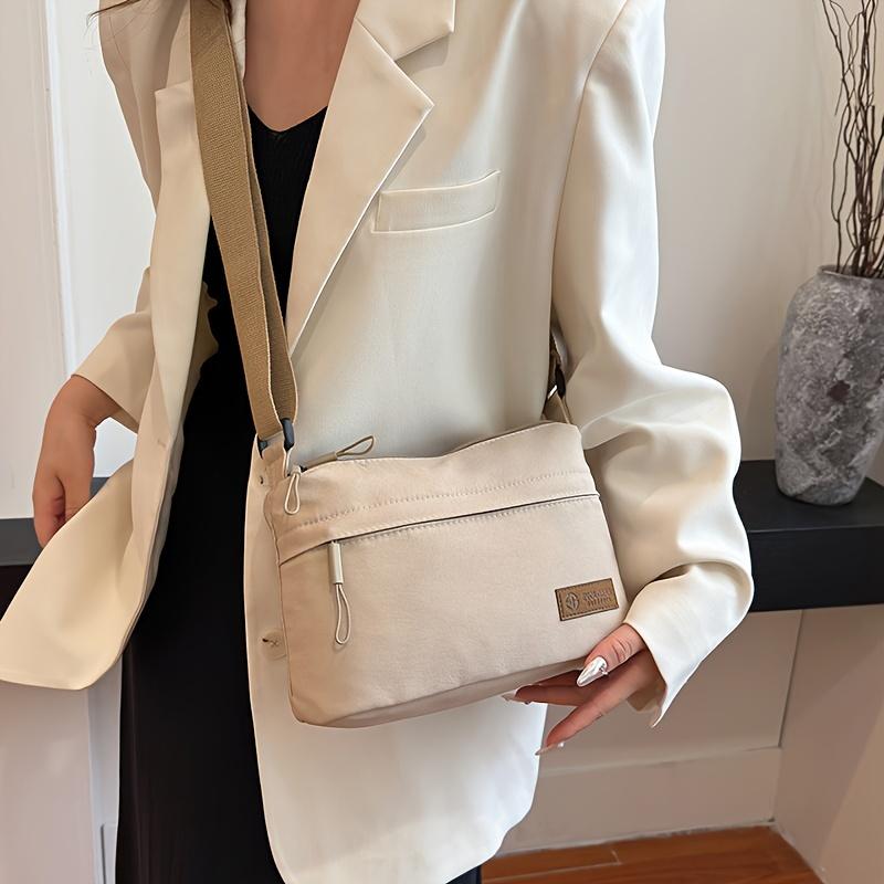 Nylon Square Messenger Bag - Lightweight, Fashionable, Multi-Layer Large Capacity with Adjustable Strap, Anti-Theft Travel Shoulder Bag in