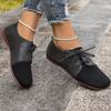 Plus Size Women's Shoes Vintage-Style Flat Casual Versatile Women's Single Shoes Low-Top Front Lace-Up Loafers