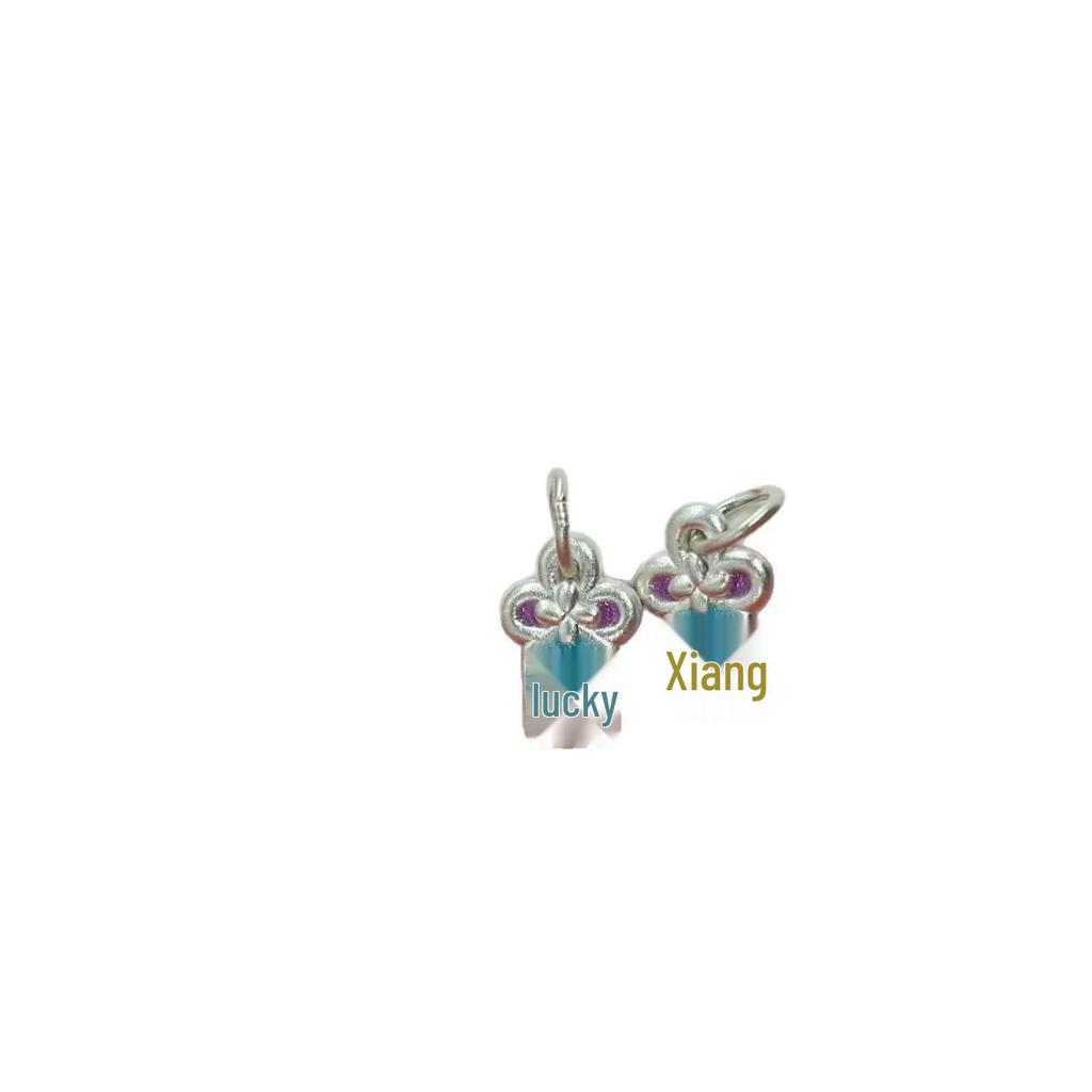 Sterling Silver 999 Enamel Lucky Charm Bead Pendant for DIY Jewelry