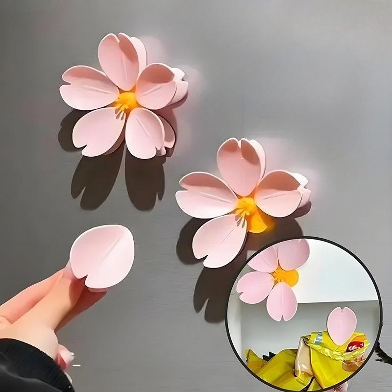 Cherry Blossom Refrigerator Magnetic Clip, Petal Clip, Magnetic Glue, Flower Decoration, Snack Clip