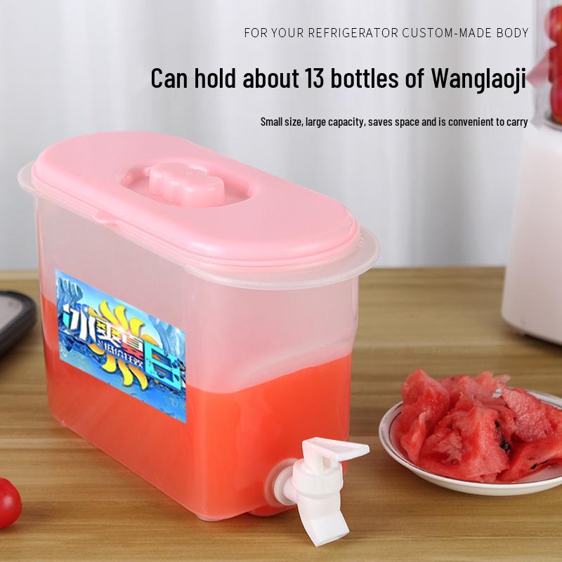 Large-Capacity Refrigerator Beverage Kettle with Faucet - Cold Water Bucket, Fruit Lemon Teapot, & Food Storage Box