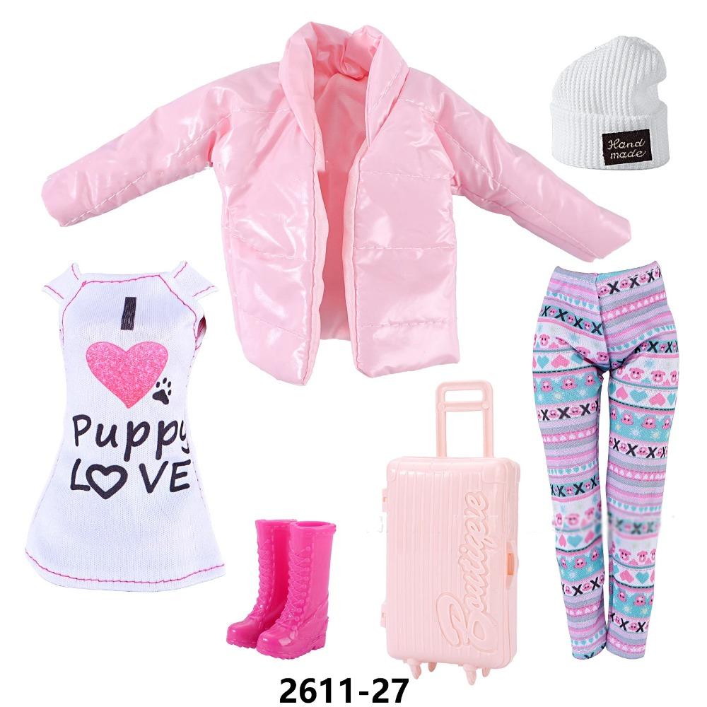 30cm Doll Clothes Fashion Luxury Fur Collar Waist Leather Trench Coat Jacket Pants Skirt Set For 1/6 Supermodel Doll Accessories