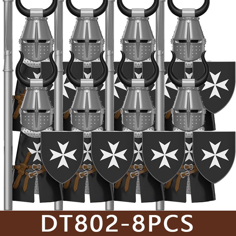 Medieval Roman Soldier Figures Building Blocks MIlitary Castle Warrior Hospital Templar Knight Flag Cloak Accessories Bricks Toy