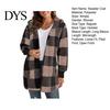 Women Button-up Sweater Coat Open Front Hooded Long Sleeve Easy To Wear Cardigan Plaid Print Knitting Loose Fit Mid-length Knitwear Cozy Knit