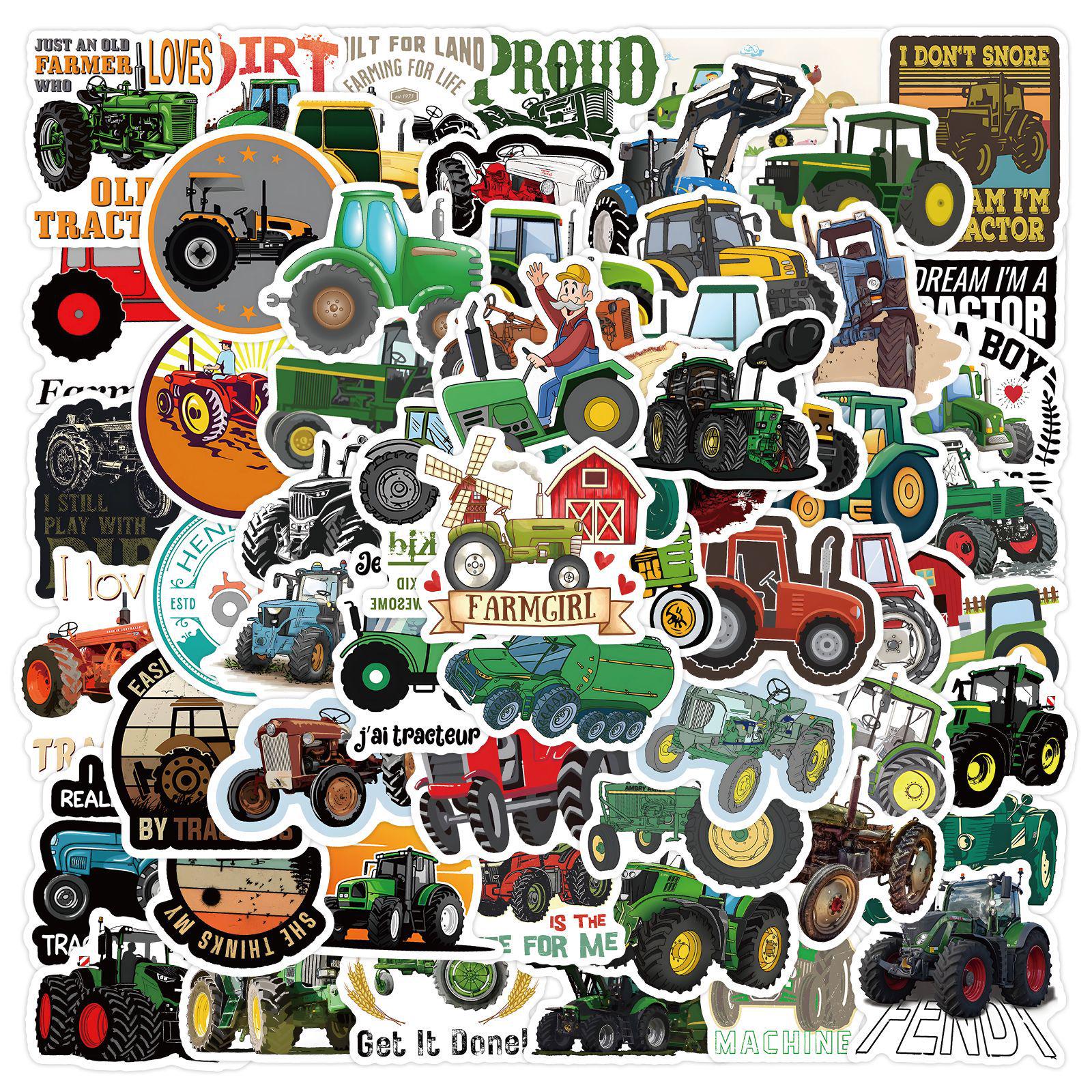 60 Cartoon Farm Tractor Graffiti Stickers for Children s Journals and Notebooks