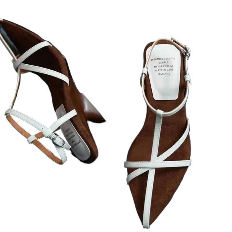 Pointed Toe High Heels Women's Sandals Summer Fashion Simple 2024 Fashion Ladies Shoes Buckle Strap Solid Women's Sandals