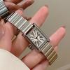 Women's Luxury Quartz Watch with Roman Numerals, Square Face, Bamboo-Style Steel Band, Niche Design.