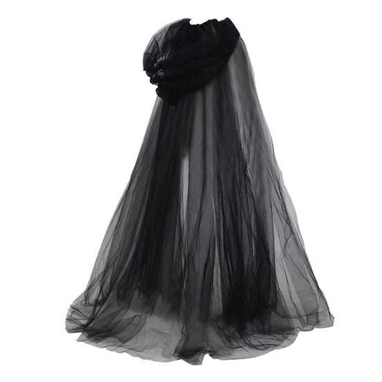 Halloween Gaskappe med hette Voksen Full lengde Gjennomsiktig Nett Hettekappe Halloween Heks Cosplay Kostyme for Renessanse Middelalderfest