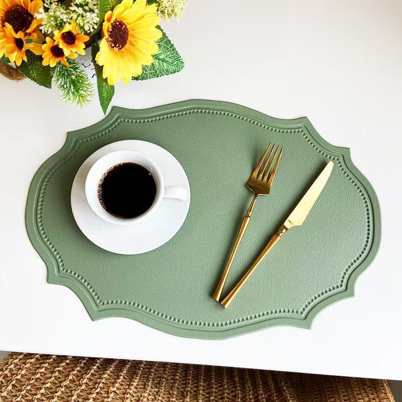 Retro Imitation Leather Placemat Waterproof and Oil-proof Western Dining Mat Nordic Thermal Insulation Mat Table Mat Household Anti-scalding Mat