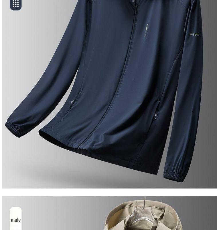 Men's High-End Ice Silk Sun Protection Jacket with Detachable Hood - Breathable, Quick-Drying Outdoor Sports Apparel for Couples