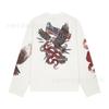 Amerikanischer Retro-Adler-Schlangenprint Rundhals-Pullover Herren High Street Lockerer Pullover Trendiges Oberteil