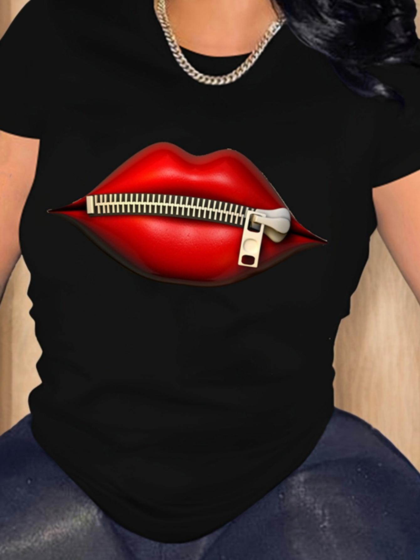 Zipper Lips Black T-shirt S