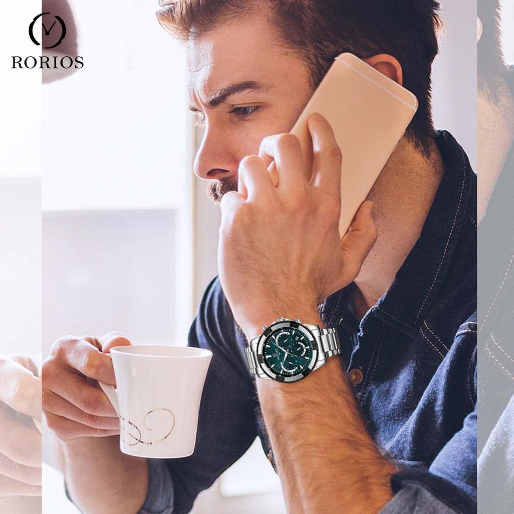 RORIOS Watch Quartz Day of the Week Display Multifunctional Luminous Lightweight Waterproof Work Stylish Popular Simple Business Unisex Stylish Day