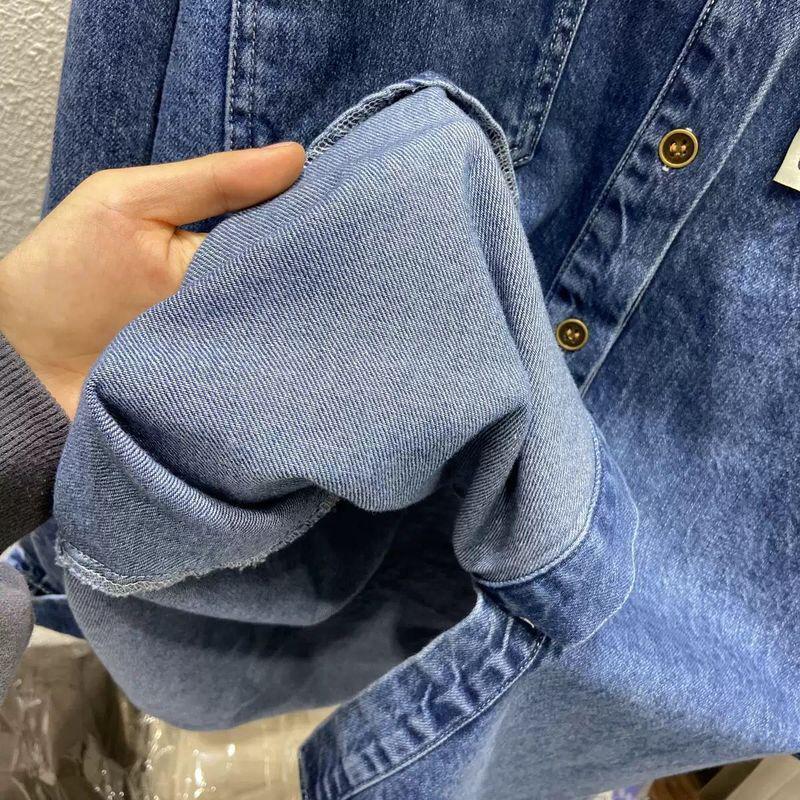 2026 Spring Women's Loose Denim Layering Shirt Jacket - Korean Style Retro Medium-Long Sleeve