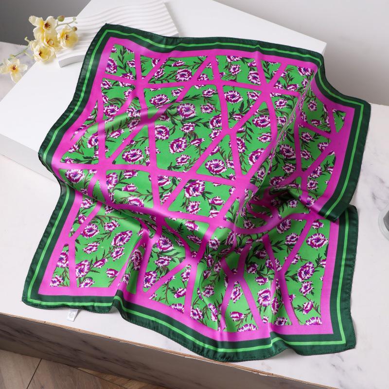 Silk Women's Square Scarf - Chinese Style Headscarf for Spring, Summer, Autumn - Neck Protection & Warmer - Elegant Thin Mom Style