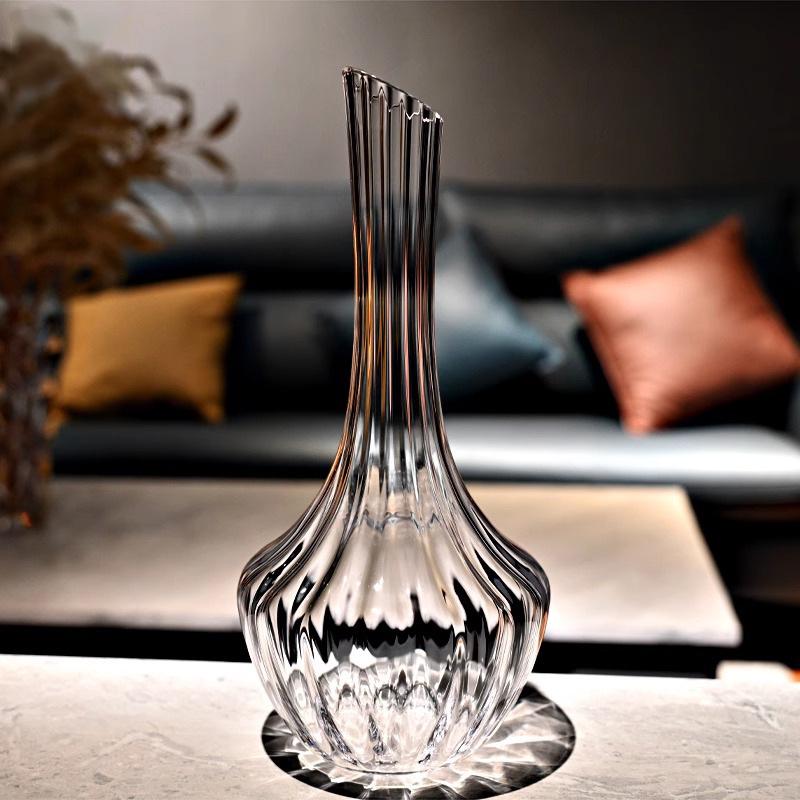 European Crystal Waterfall Wine Decanter: High-End Rapid Pour Straight-Edge Design