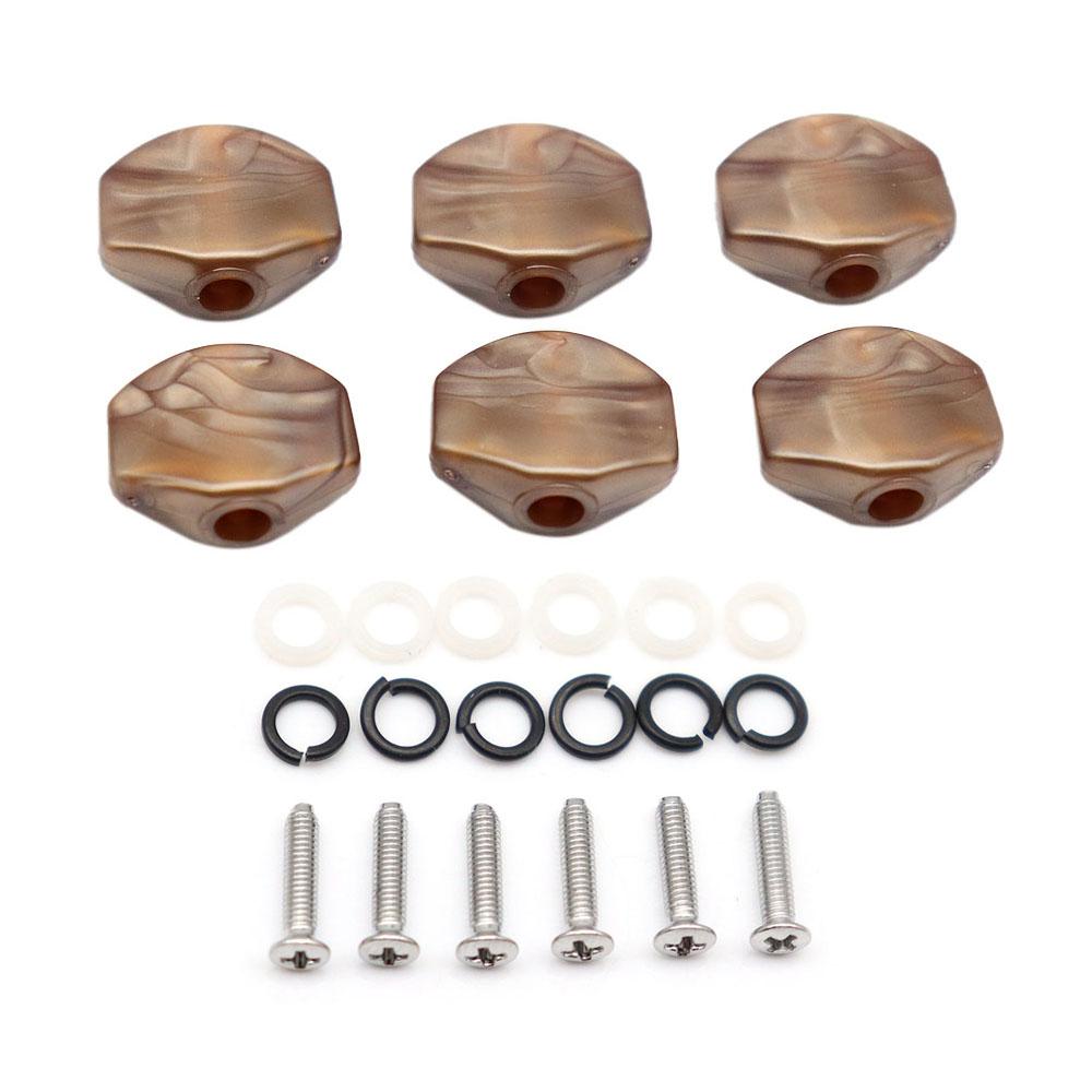 Guitar Tuners Machine Head Buttons White Pearl Tuning Key Small Square Buttons Set of 6 White pearl