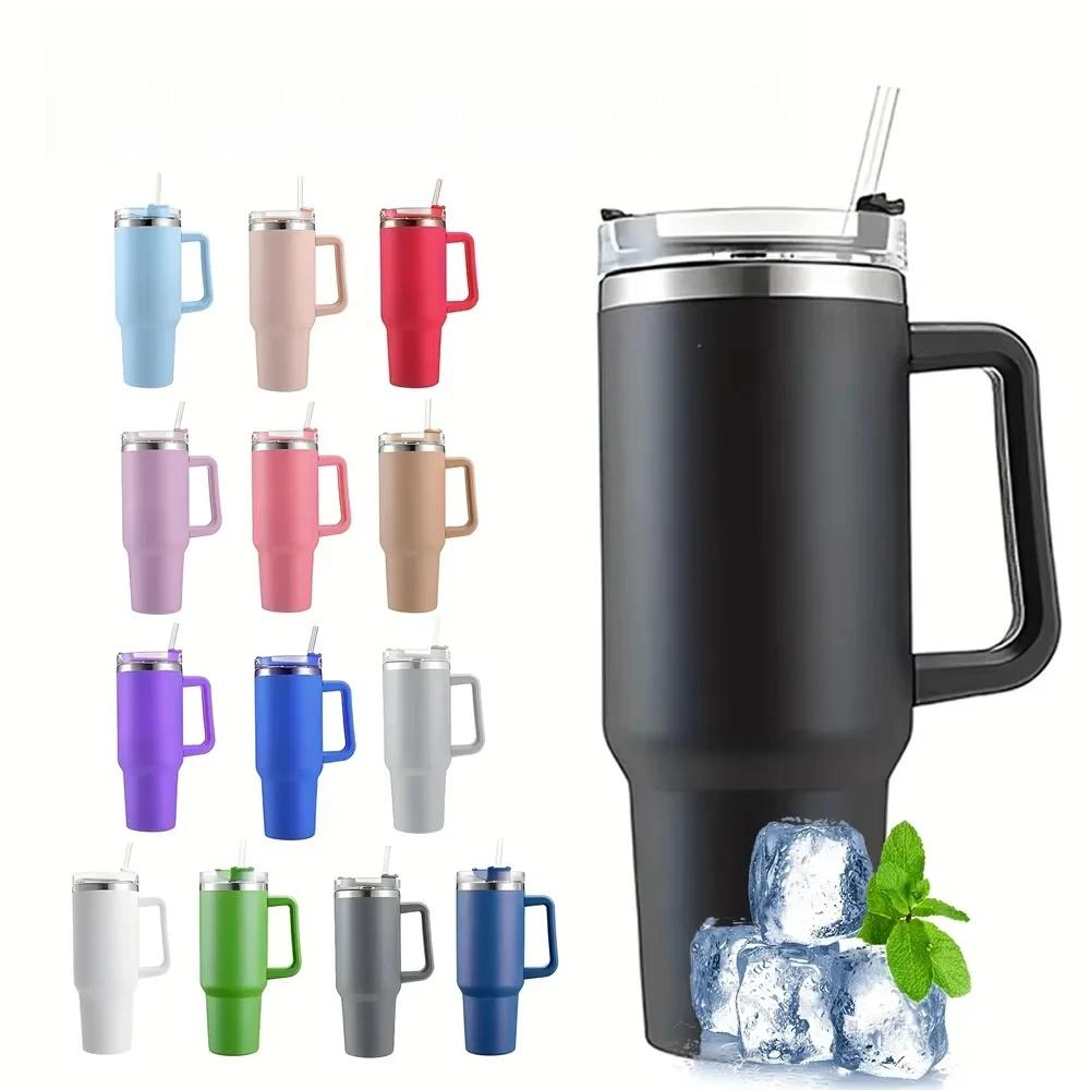 Large Capacity 40oz Stainless Steel 304 Insulated Mug with Straw Handle Portable Outdoor Car Cup Ice Retention Mug