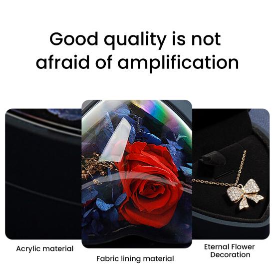 Preserved Flowers Jewelry Box Heart Shape Necklace Gift Box Romantic Rose Ring Box Jewelry Gift Packaging Box for Valentine's Day Anniversary