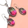 Tourmaline Set Gemstone Gift Wedding Party Bi-Color Pendant,Earring,Ring