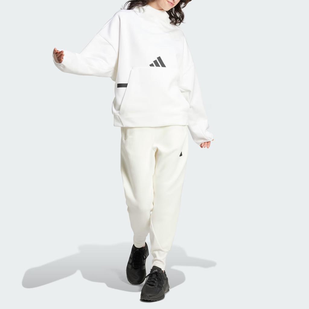 Adidas Z.N.E. FW24 Sports Casual Hoodie With Brand Logo Pattern Women Hoodies White JI7553
