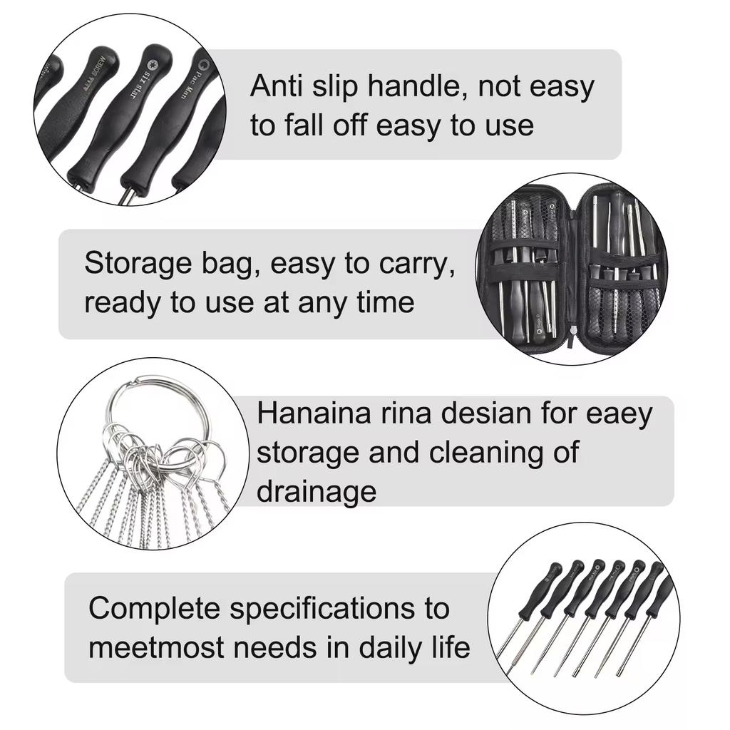 10PCS/Set Carburetor Screwdrivers Adjustment Multi-head Tune-up Bolt Key Car Repair Maintenance Tool Set with Brush