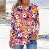 Women's Fashionable Casual Printed Long Sleeved Round Neck Top Round Neck Top Top