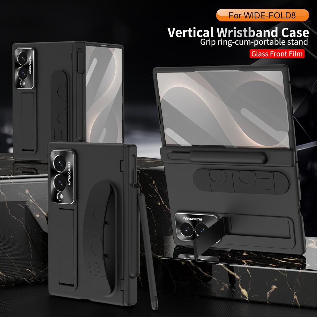 For Samsung Galaxy Z Fold 8 Wide 6 5 4 3 7 Case Wristband Armor Hinge Glass Screen Film Protector Cover Capacitance Pen TriFold