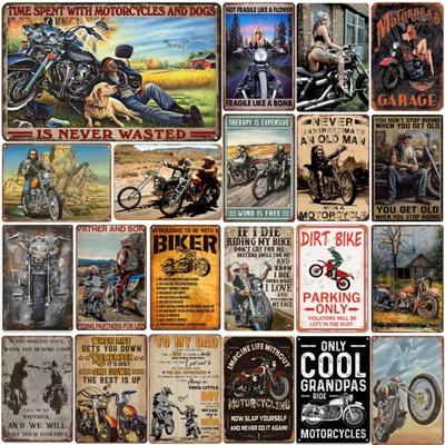 Entusiastas de Motocicletas Vintage Arte em Metal Decoração Nostálgica de Garagem Placas de Metal Estanho Pôsteres Placa para Bar Garagem Clube Amantes do Vintage
